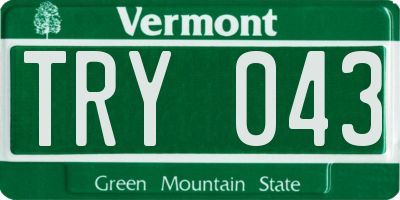 VT license plate TRY043