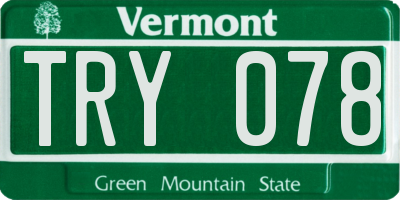 VT license plate TRY078