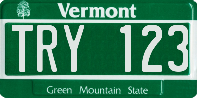 VT license plate TRY123