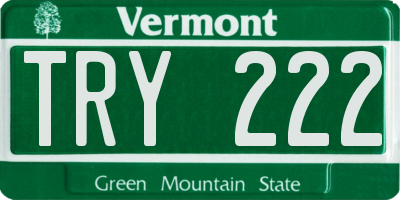 VT license plate TRY222