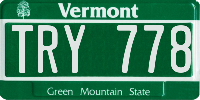 VT license plate TRY778