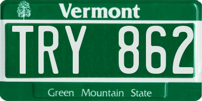 VT license plate TRY862