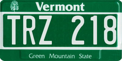 VT license plate TRZ218