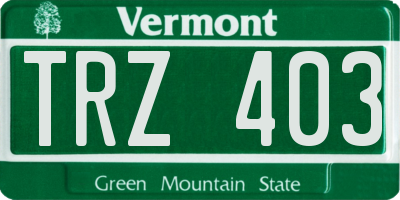 VT license plate TRZ403