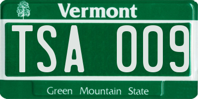 VT license plate TSA009