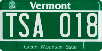 VT license plate TSA018