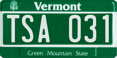 VT license plate TSA031
