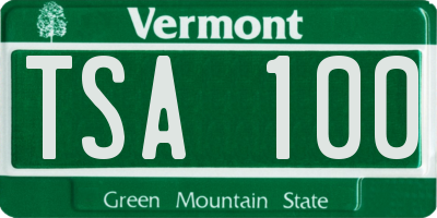 VT license plate TSA100