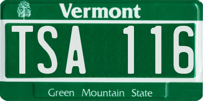 VT license plate TSA116