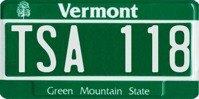 VT license plate TSA118