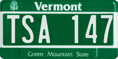 VT license plate TSA147