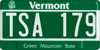 VT license plate TSA179
