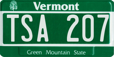 VT license plate TSA207