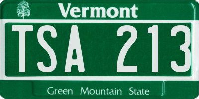 VT license plate TSA213