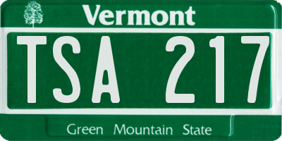 VT license plate TSA217