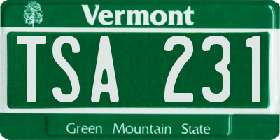 VT license plate TSA231