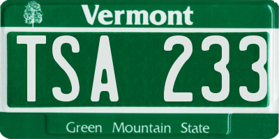 VT license plate TSA233