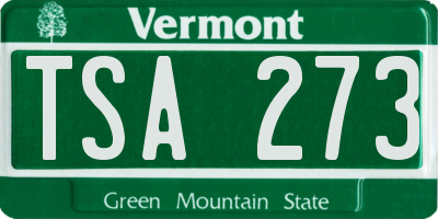 VT license plate TSA273