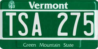 VT license plate TSA275