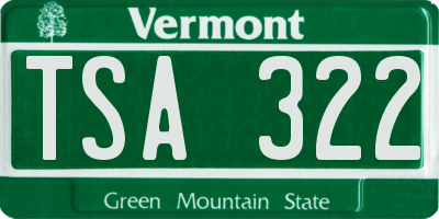 VT license plate TSA322
