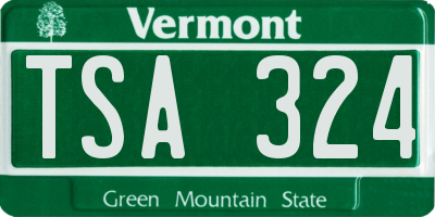 VT license plate TSA324
