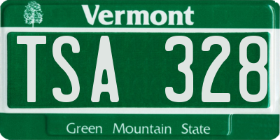 VT license plate TSA328
