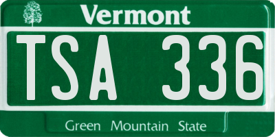 VT license plate TSA336