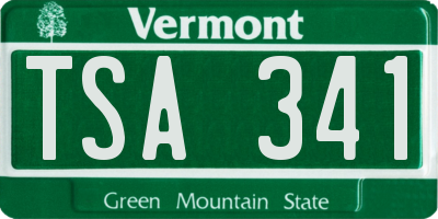 VT license plate TSA341