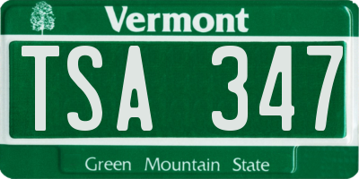 VT license plate TSA347