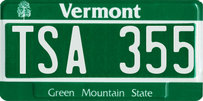VT license plate TSA355