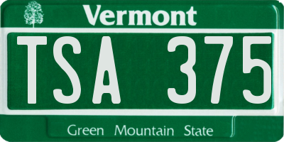 VT license plate TSA375