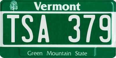VT license plate TSA379