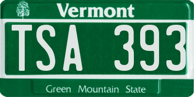 VT license plate TSA393