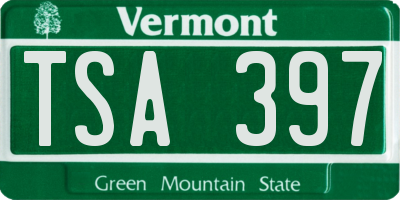 VT license plate TSA397
