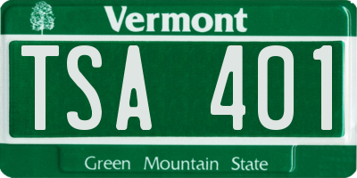 VT license plate TSA401