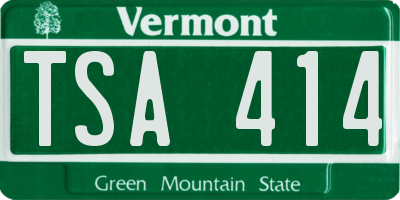 VT license plate TSA414