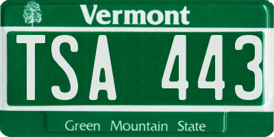 VT license plate TSA443