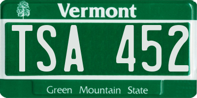 VT license plate TSA452