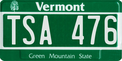 VT license plate TSA476