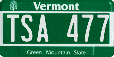 VT license plate TSA477