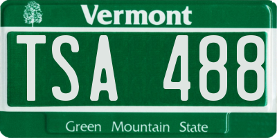 VT license plate TSA488