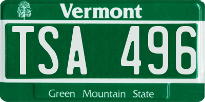 VT license plate TSA496