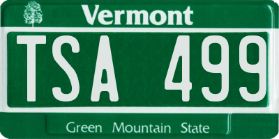 VT license plate TSA499