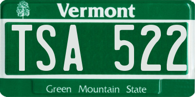 VT license plate TSA522