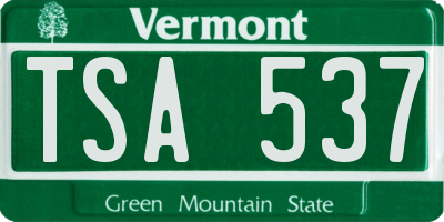 VT license plate TSA537