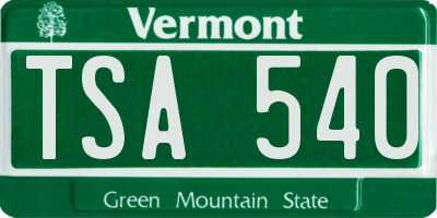 VT license plate TSA540