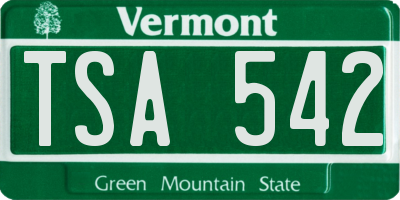 VT license plate TSA542