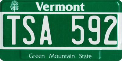 VT license plate TSA592