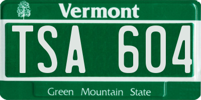 VT license plate TSA604