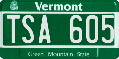 VT license plate TSA605